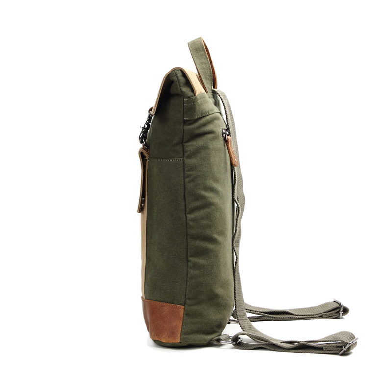 Vintage Retro-Lederrucksack aus recyceltem Canvas mit echtem