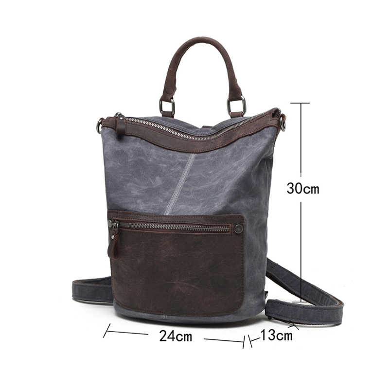 Modischer Vintage-Rucksack aus gewachstem Canvas-Leder für Herren