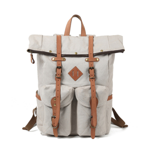 Hersteller Baumwoll-Freizeit-Rucksack Canvas-Leder-Rucksacktasche