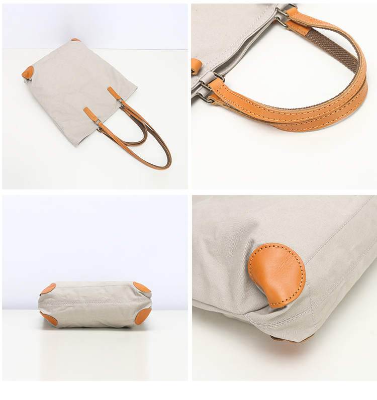 Canvas Leder Tote Handtaschen Lässige Schulter Arbeitstasche