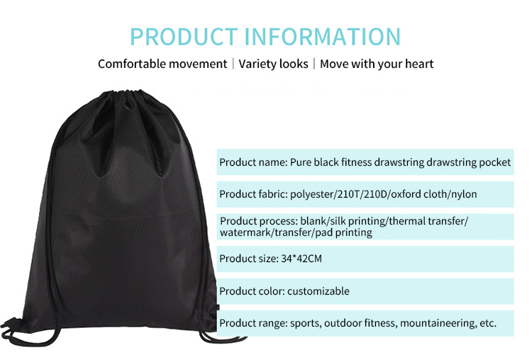 Sport Fitnessstudio Polyester Rucksack Draw String Advertising Custom Tasche